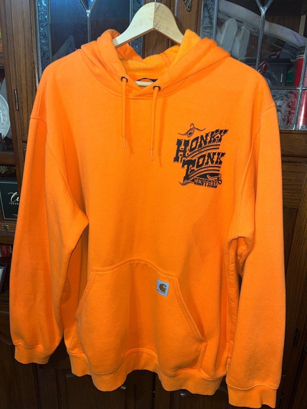 Carhartt Orange Loose Fit Honky Tonk Security Sweatshirt Hoodie Size XL - Picture 5 of 9